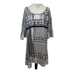 Soulmates Plus Black Floral & Vine Design Oversized Loose Fitting Sleeve Dress